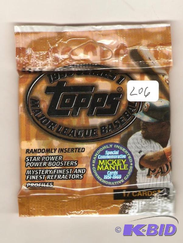 lot 206 image: 1996 Topps Pack Unopened with DEREK JETER card showing