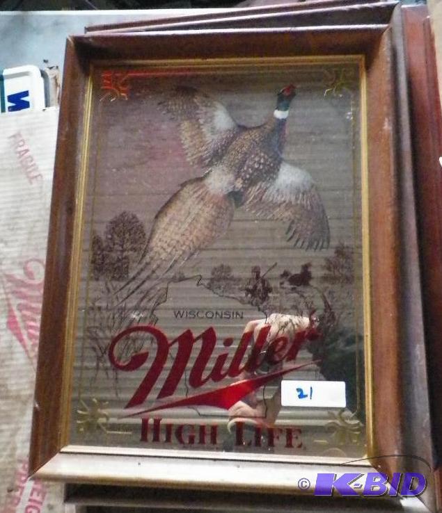 lot 21 image: Miller Lite Beer Mirror Pheasants