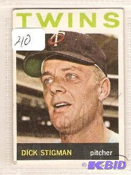 lot 210 image: Autographed Dick Stigman Card