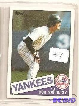 lot 34 image: 1985 Topps Don Mattingly
