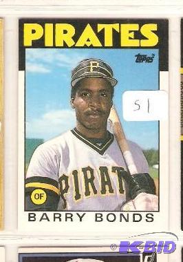 lot 51 image: 1986 Topps Traded Barry Bonds Rookie