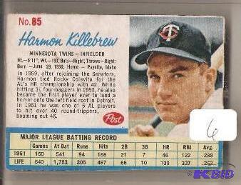 lot 6 image: 1962 Post Harmon Killebrew