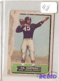 lot 98 image: 1951 College FB Cards Gil Bartosh- Rare card set