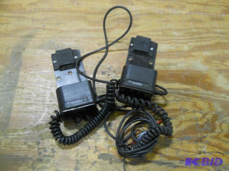 lot 33 image: Motorola Walkie Talkie Holders. Police, Fire, Emergency.
