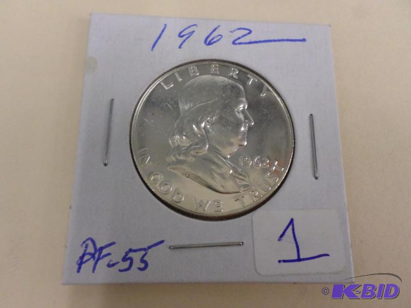1962 Franklin Half Dollar, PF-55 Proof, Sligh...