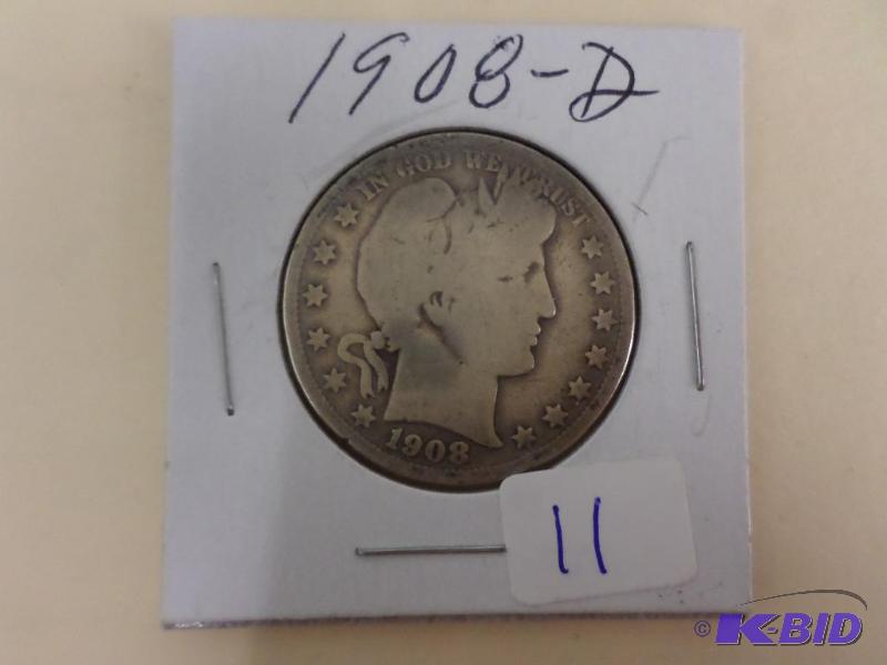 1908-D Barber Half Dollar...