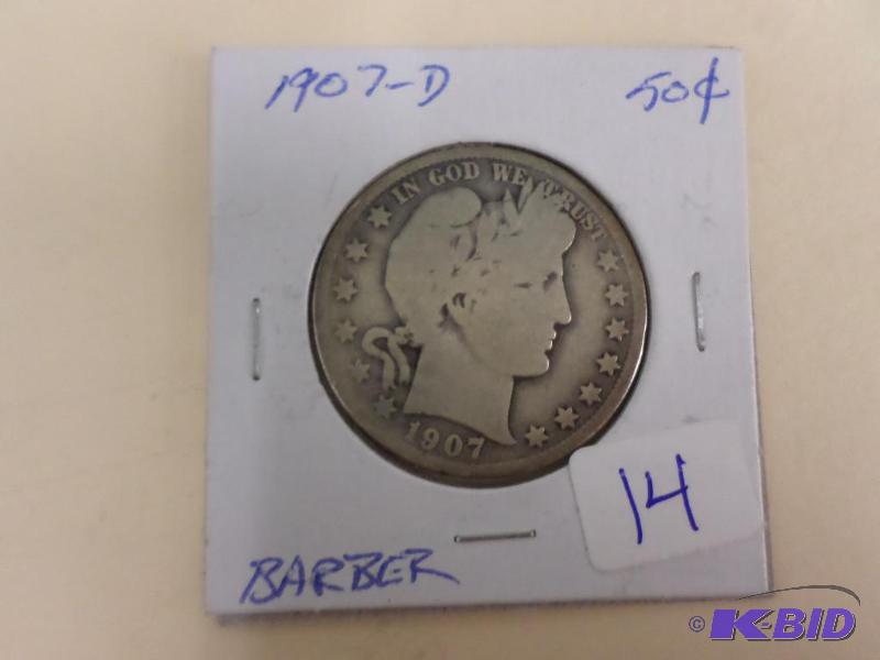 1907-D Barber Half Dollar...