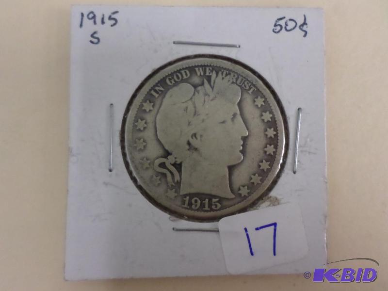 1915-S Barber Half Dollar...