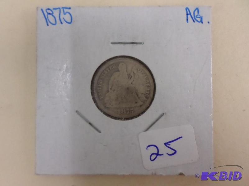 1875 Seated Liberty Dime...