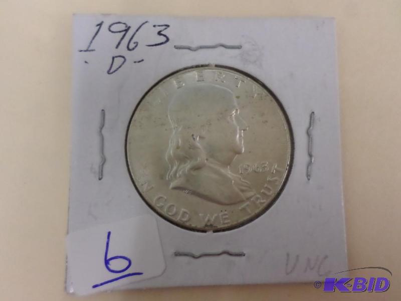 1963-D Franklin Half Dollar, Near BU...