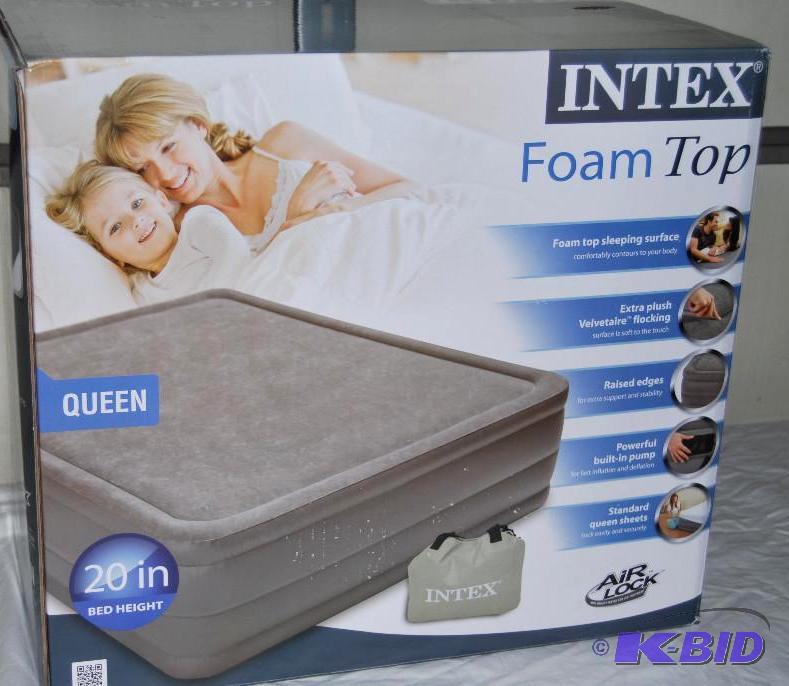 lot 26 image: Intex Queen Size Foam Top Air Bed, velvet sur...