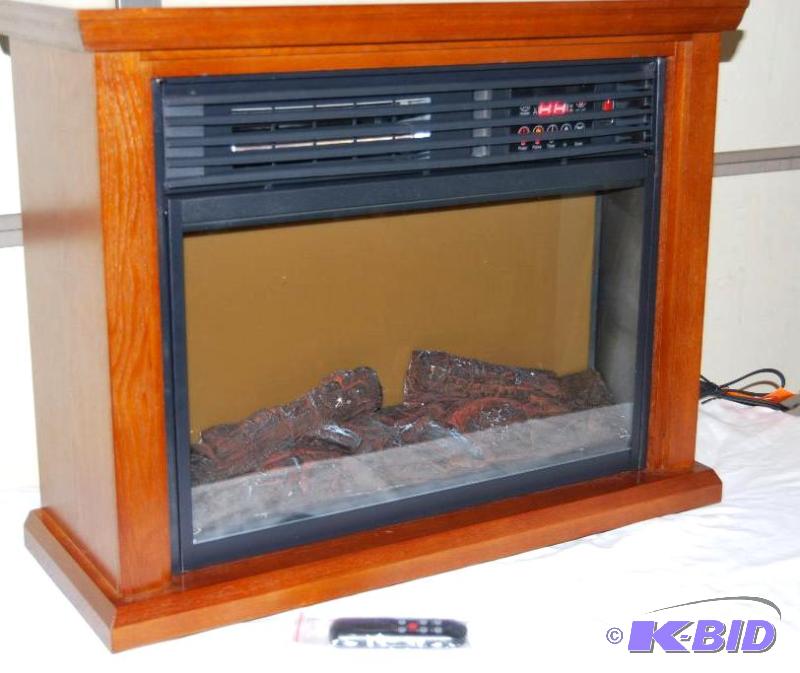 lot 5 image: Infrared Fireplace With Mantel, adjustable fl...