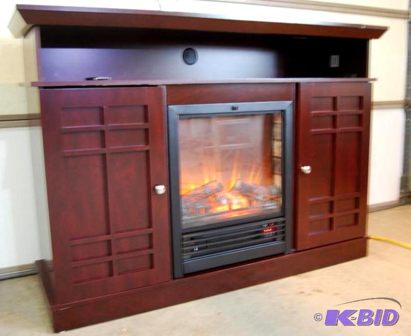 lot 60 image: Castlecreek Mission-style Media Stand Firepla...