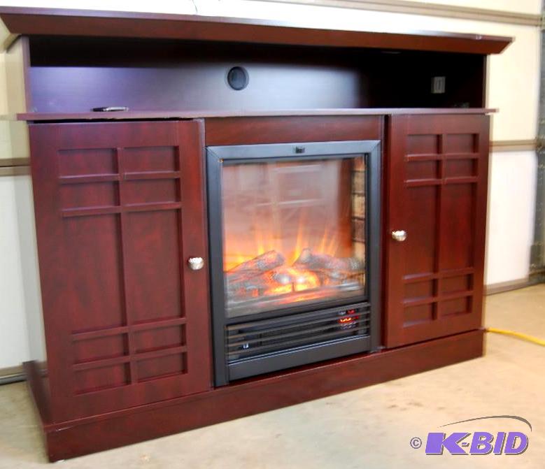 lot 72 image: Castlecreek Mission-style Media Stand Firepla...