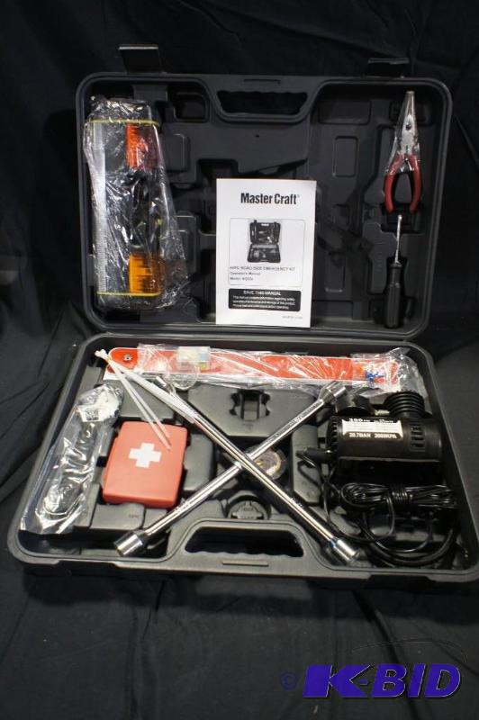lot 44 image: New Master Craft Emergency 44pc Roadside Kit ...
