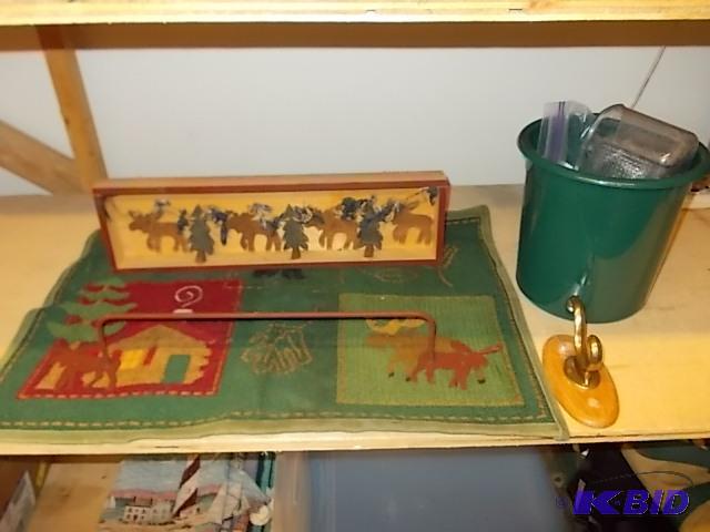 Moose Decor, Rug, Green Waste Basket, Wall Ho...