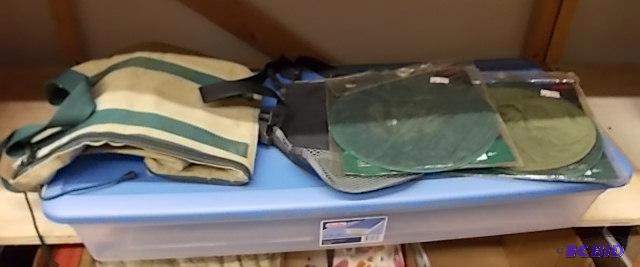 Storage Bin With Lid, 2-Bug Net Hoods, Misc...