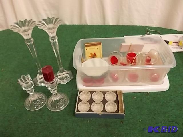 2-Pair Crystal Candle Holders, Tote Of Place ...