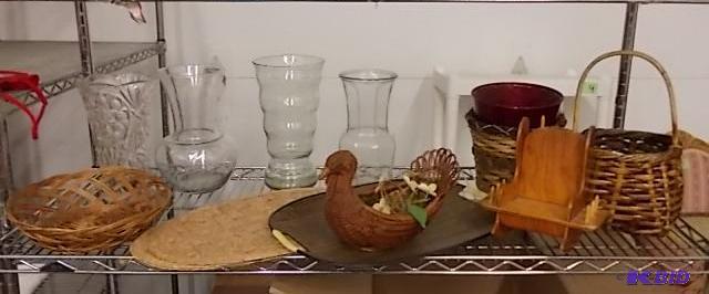 Lot Of Wicker Baskets, Placemats, Serving Tra...