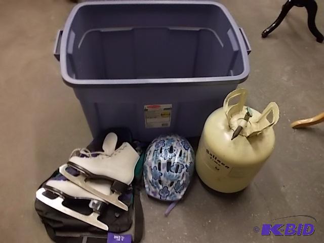 Rubbermaid Tub, Figure Skates (Size 5) With S...