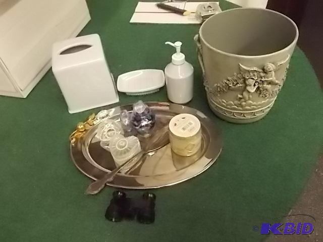 Glass Perfume Bottles, Fancy Trash Can, Bathr...