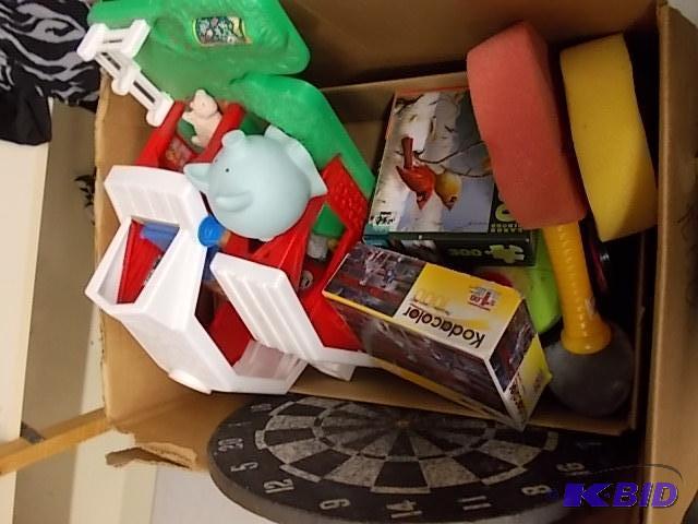 Large Box Of Toys, Dart Board, Puzzles, Foam ...