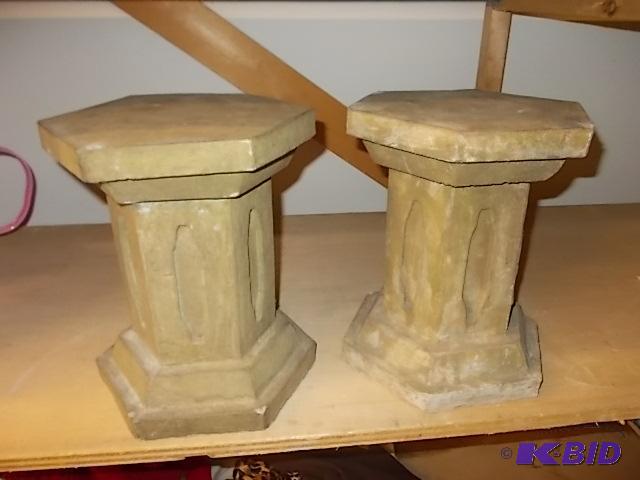 Pair Of Cement Pillar Pot Stands (12 inch)...