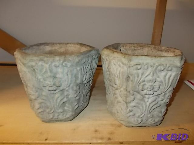 Pair Of Cement Pots (7 inch)...