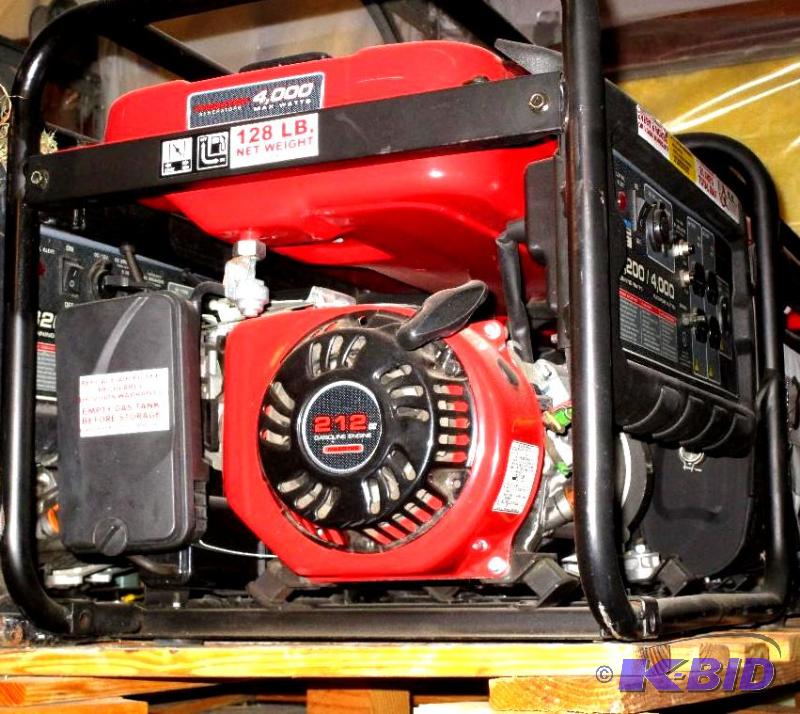 lot 76 image: 4000 Peak3200 Running Watts, 6.5 HP (212cc) Generator EPA III