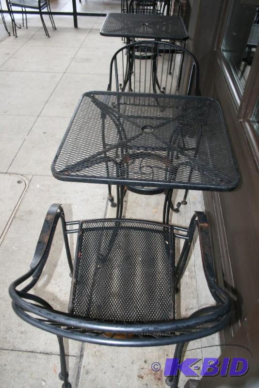 lot 13 image: Black Metal Tables and Chairs