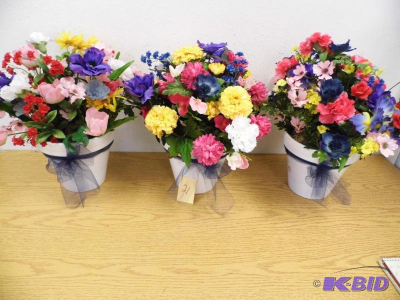3 Large Pots of Flowers