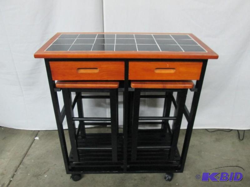 lot 13 image: Stowaway Table and Stools - CherryBlack