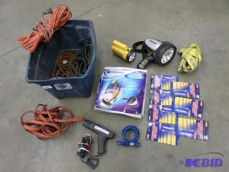 lot 56 image: Lot Of Timing Light, Electric Cords, Tow Rop...