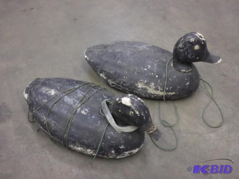 lot 84 image: (2) Vintage Weighted Styro-Foam Dusck Decoys...