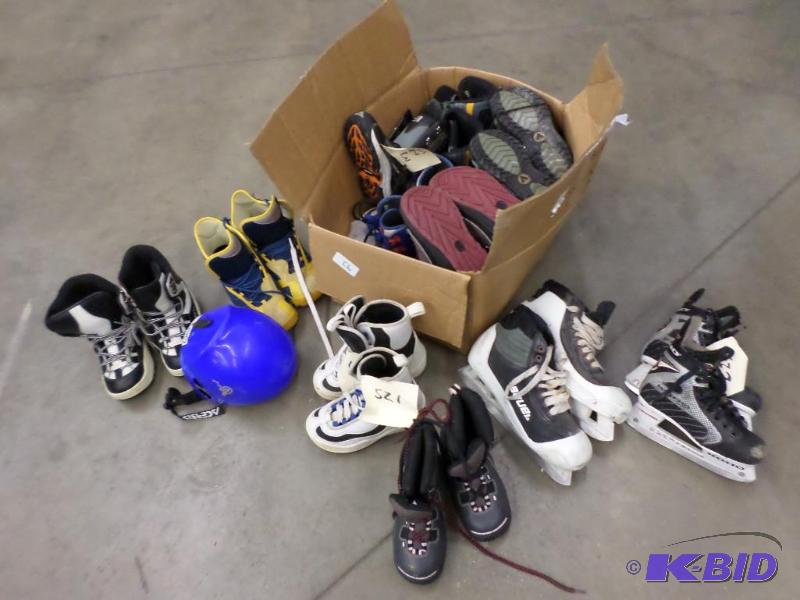 lot 93 image: Box Of Misc Snowboard Boots, Skates, Etc...