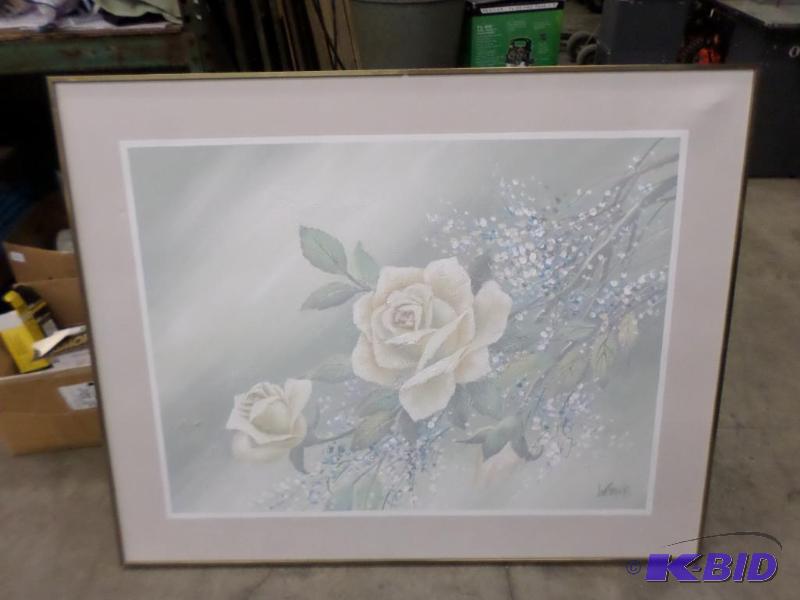 lot 95 image: 48&quotx60" Framed Canvas Painting...