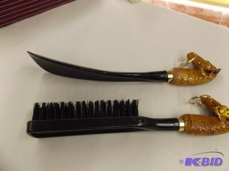 Matching Horse Handle Shoehorn and Brush