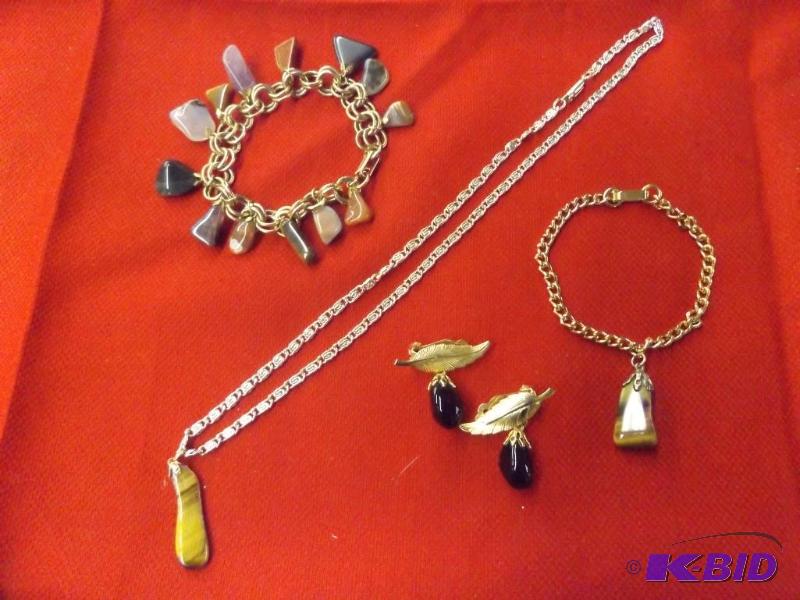 Stone Jewelry necklace, earring, two bracelets