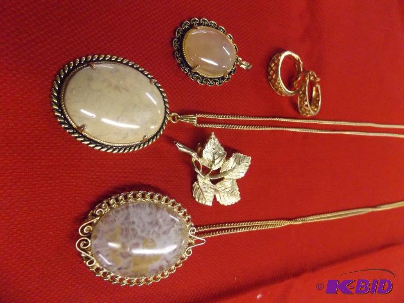 Stone Pendants, Earrings, Broach