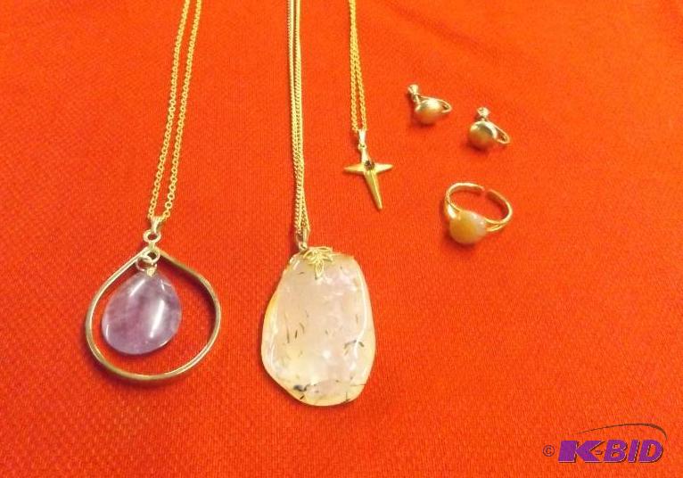 Stone Pendants, Gold Cross Pendant, Gold Earrings, Stone Ring