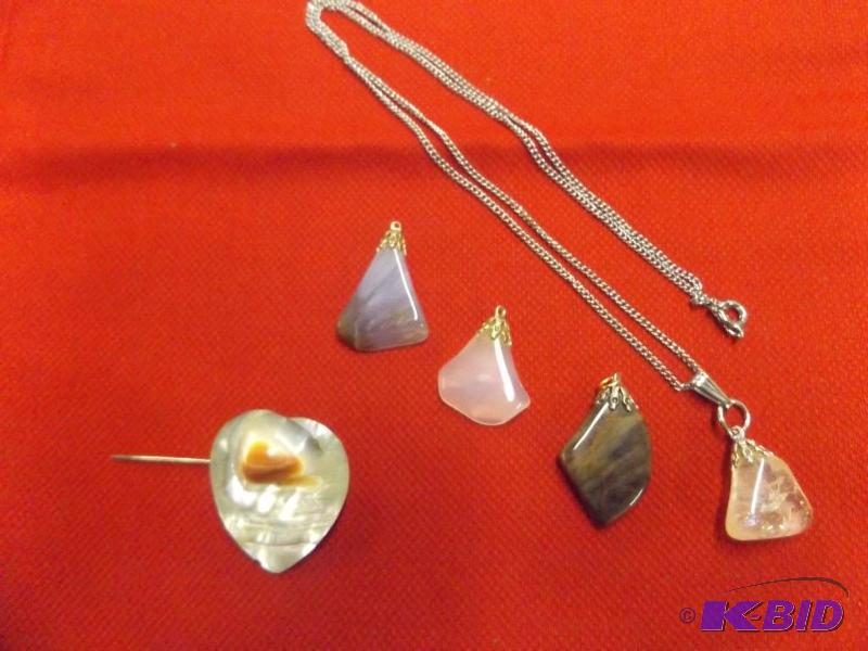 Four Stone Pendents Seashell Broach