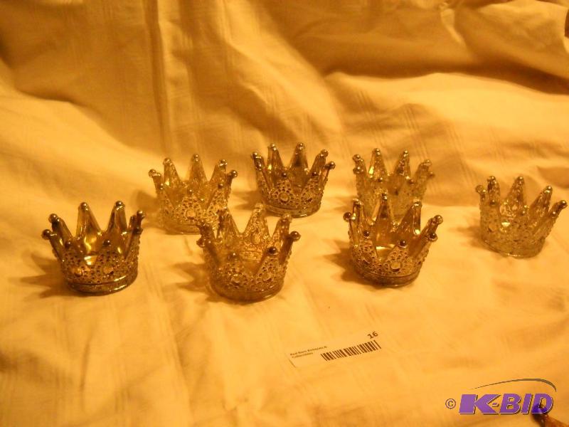 New Gold and Silver Glass Crown Voltive Candl...
