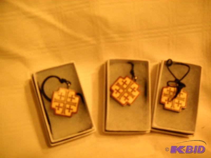 (3) New Wooden Jerusalem Cross Pendants (MSRP...