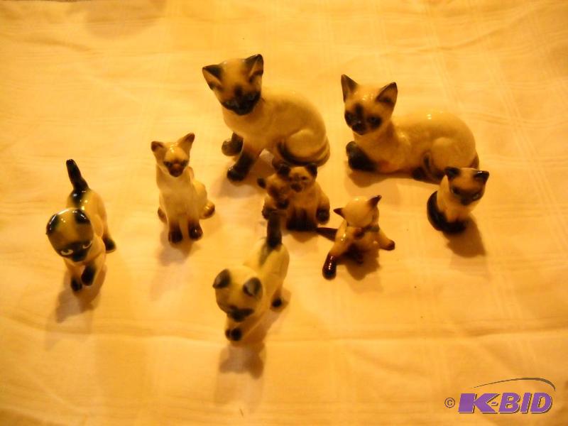 Set of 8 Assorted Siamese Cat Figurines...