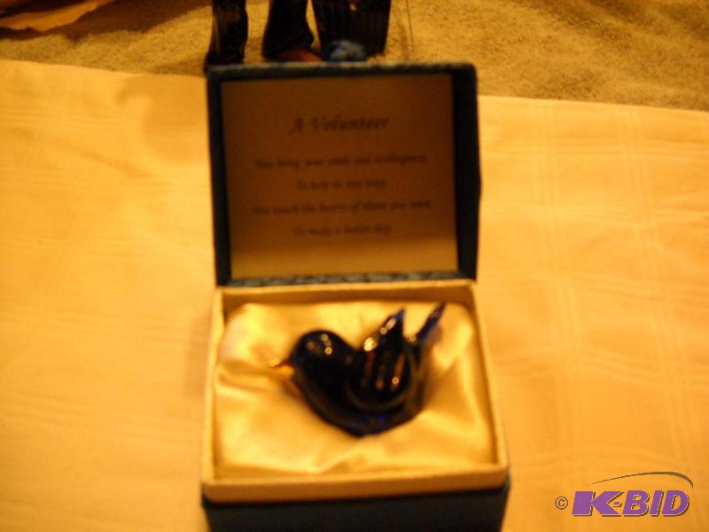 New Glass Blue Bird in Gift Box for Recogniti...
