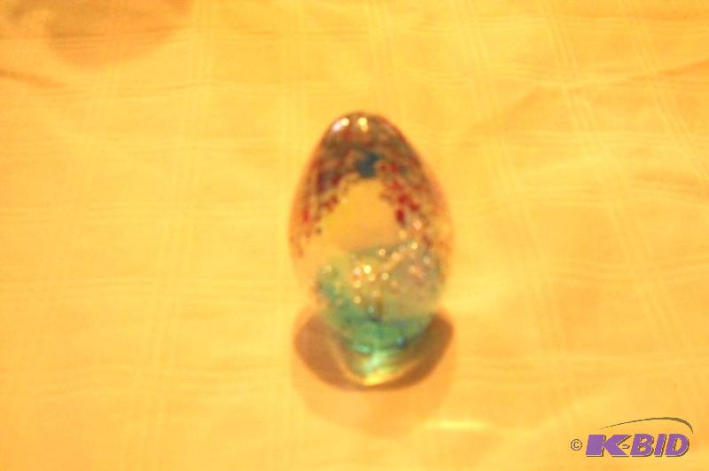 Art Glass - 3&quot H egg shaped art glass ir...