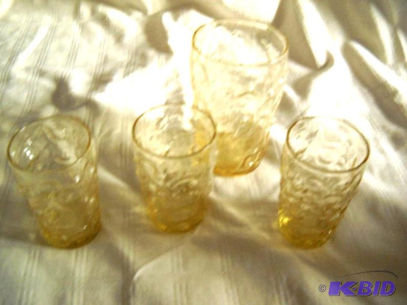 Clear gold dimple glassware, 3 juice and 1 tu...