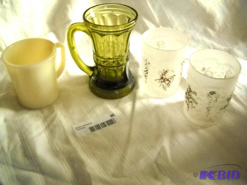 Assorted glassware - Green glass Mug with sta...