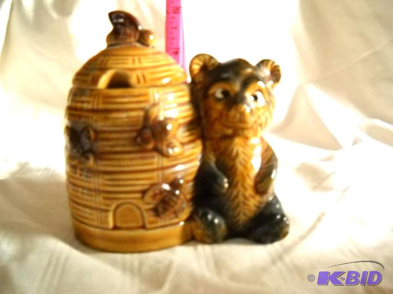Cute vintage bear honey pot, marked Japan on ...