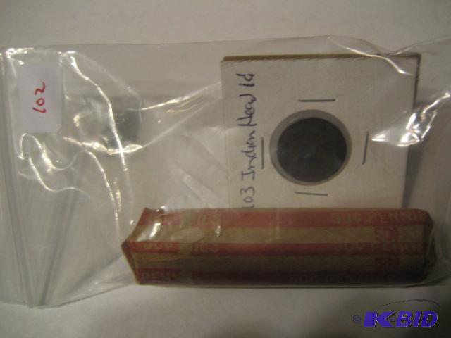 lot 102 image: ROLL OF WHEAT PENNYS DATES VARY 1909-1958 MAY...